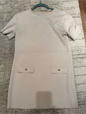 Zara Cream Short Sleeve Mini Dress